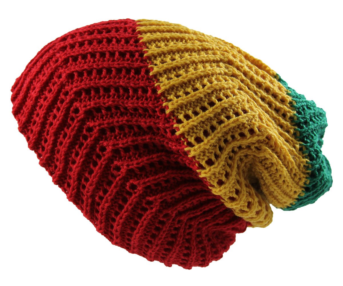 RW Unisex Knit Slouchy Reversible Beanie (More colors) (One Size Rasta)