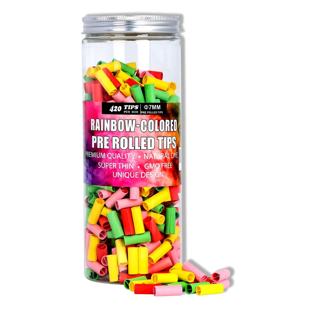 420 Pack | Ø7mm Pre Rolled Tips | Rasta Color Filter Tips Made with Unbleached Rolling Papers | Suitable for Most Pre Roll Cigarette Machine