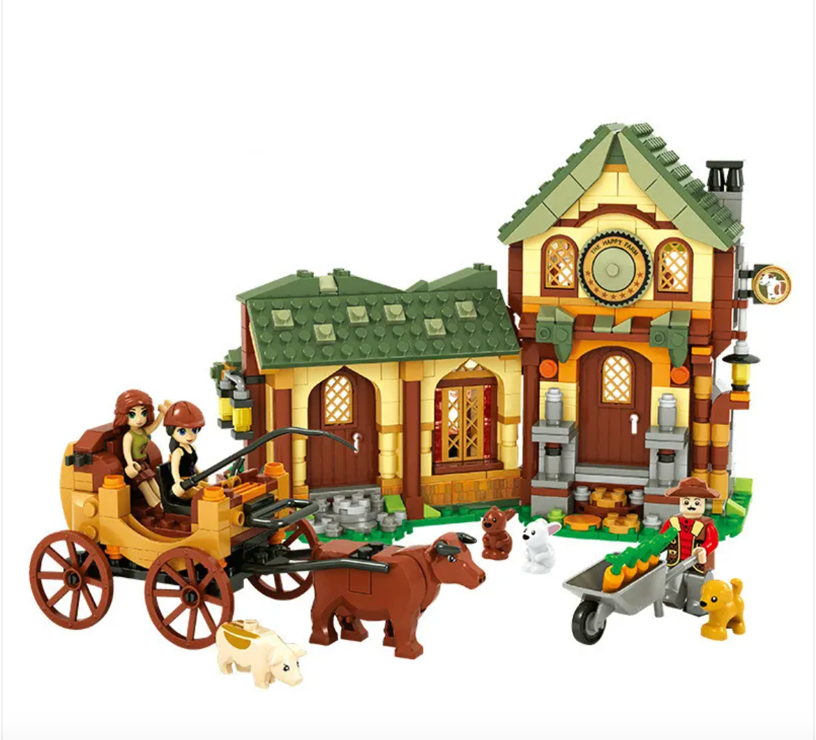 Medieval Farm Small Particles Assembling DIY Plastic Assembling Building Blocks Toys