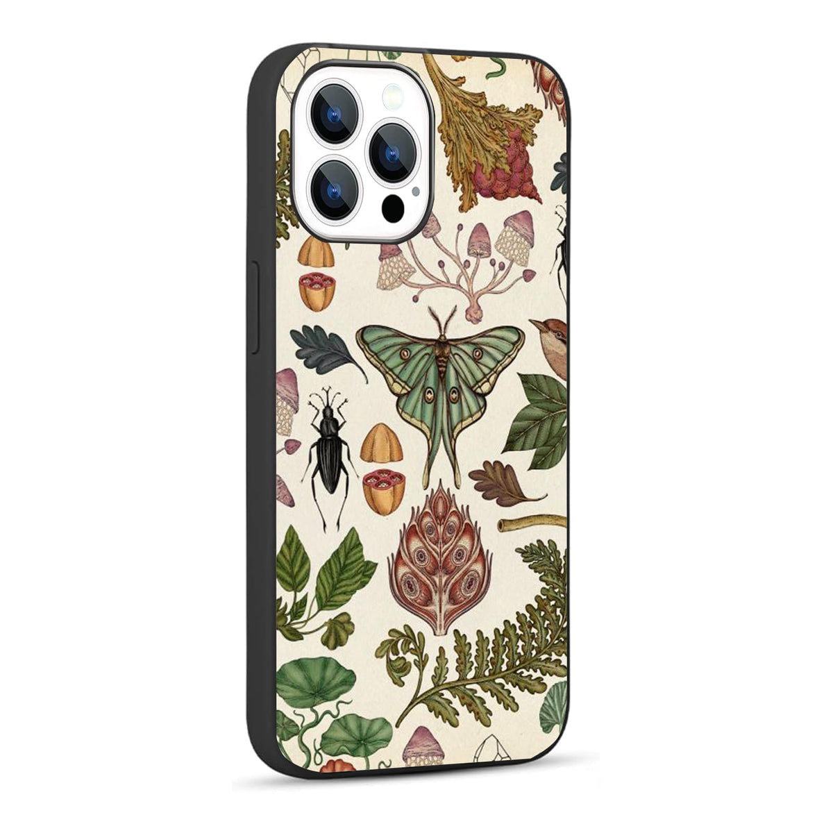 CCBGNDLH Compatible with iPhone 16 Pro Case Mushroom Moth Herb Aesthetic Vintage Cottagecore Botanical Art iPhone Case Gift TPU Shockproof Protective Case